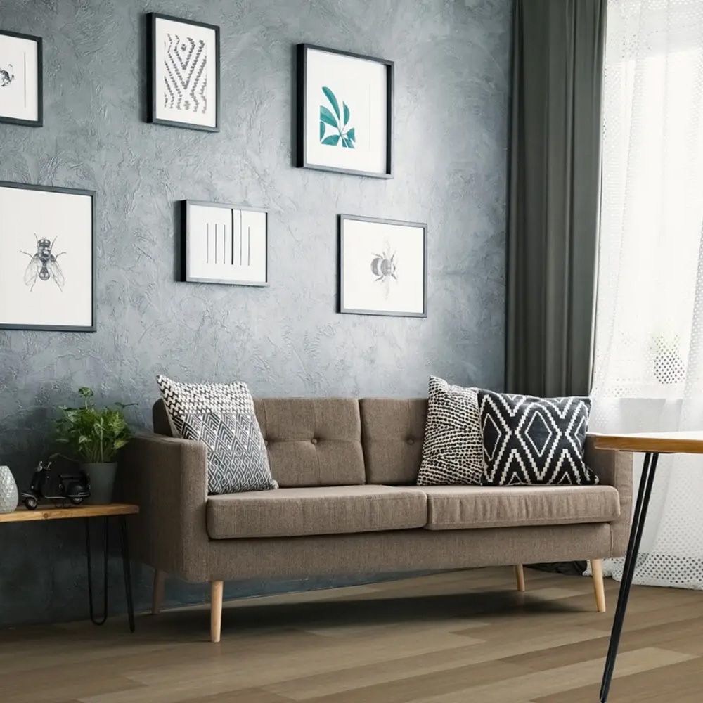 Interior wall surface prepared with smooth plastering work.