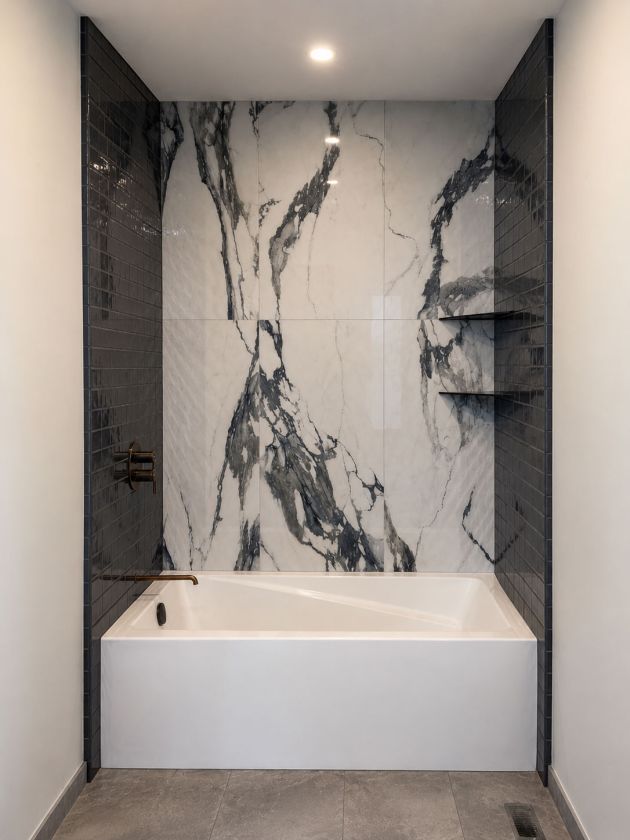 Marble slab tub surround