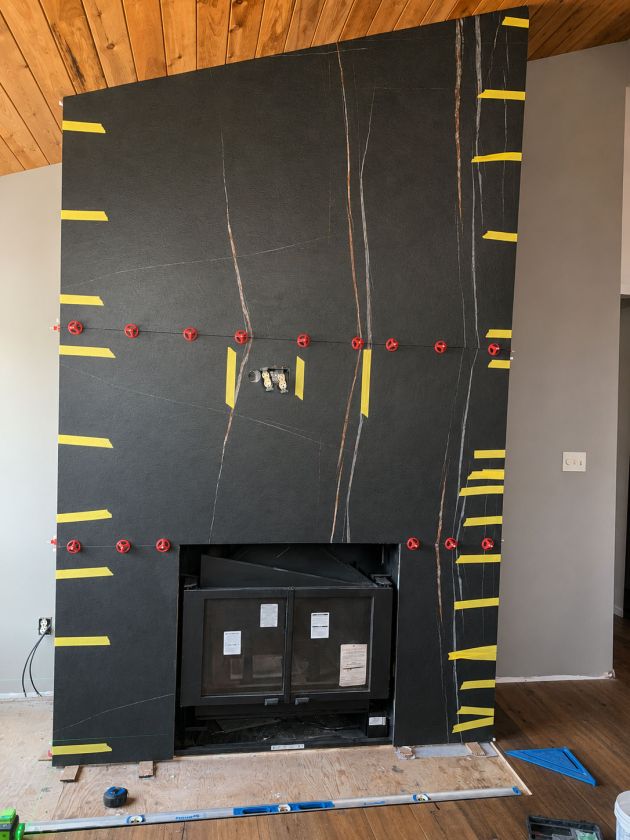 Stone fireplace surround